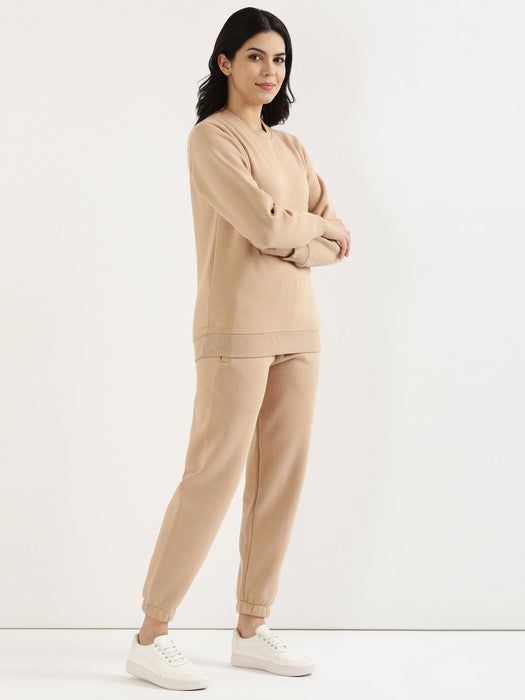 Brown Sweatshirt and Pant Co-ord Set For Women-CK-BROWNCORDSWEATSET