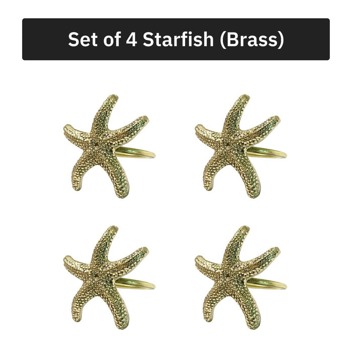 Premium Brass Napkin Rings, Starfish