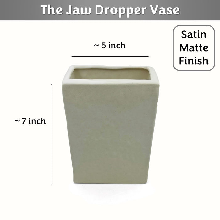 The Jaw Dropper Face Vase 7 inches (Ivory, Satin Matte Finish)