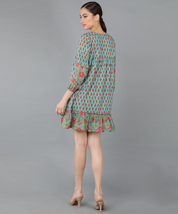 Blue Cotton stylish Printed Tunic