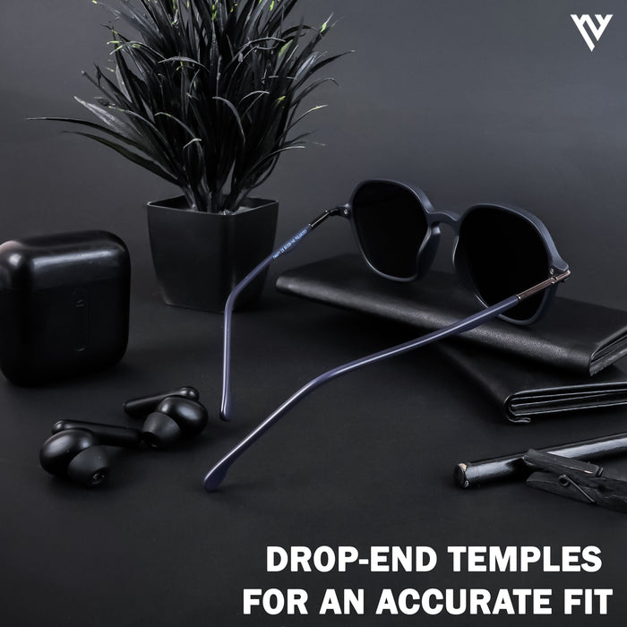 Voyage Exclusive Navy Blue Polarized Round Sunglasses for Men & Women - PMG4496