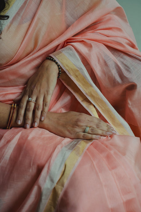 Chanderi Silk Saree - Baby Pink