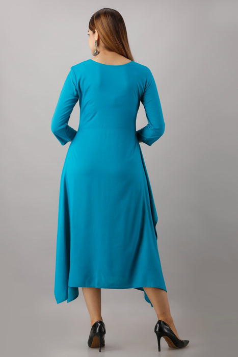 Women's Solid Dyed Rayon Designer Embroidered A-Line Kurta - KR063TURQUOISE