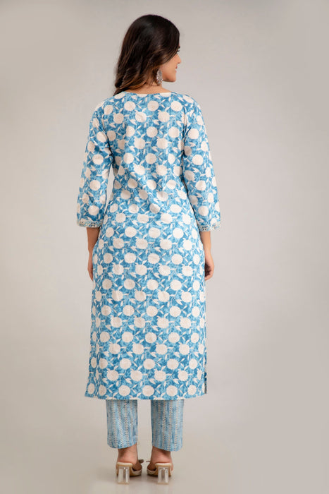 Traditional Zari Embroidery Work A-Line Kurta With Trouser & Dupatta - KR3012BLUE