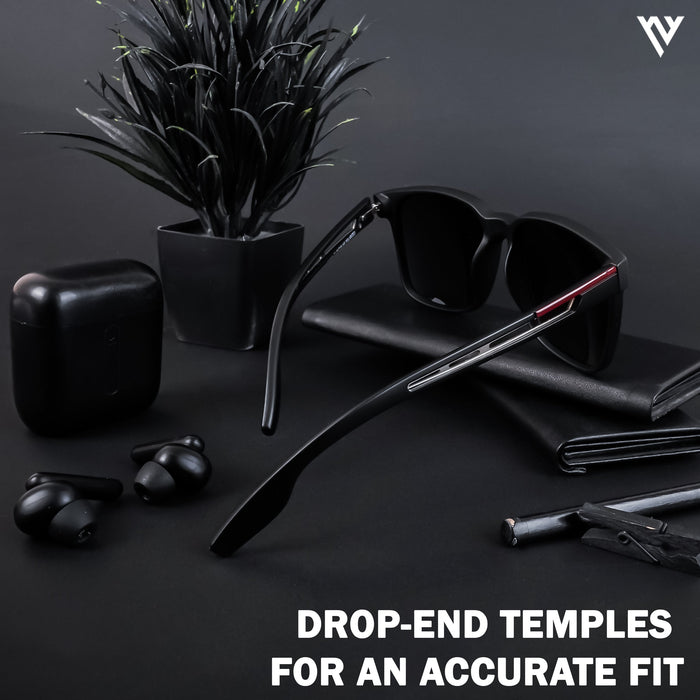 Voyage Exclusive Matt Black Polarized Wayfarer Sunglasses for Men & Women - PMG4489