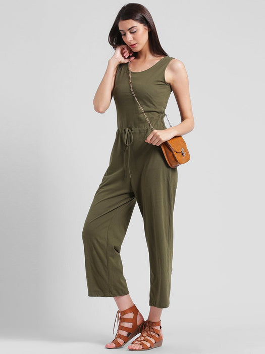 Solid Khaki Jumpsuit