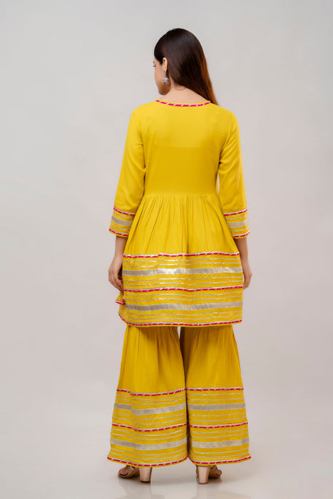 Cotton Sharara Set for Women-WT3017YELLOW