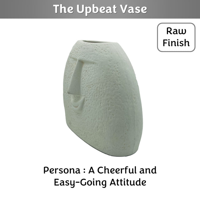 The Upbeat Face Vase 5.5 inches (Ivory, Raw Finish)