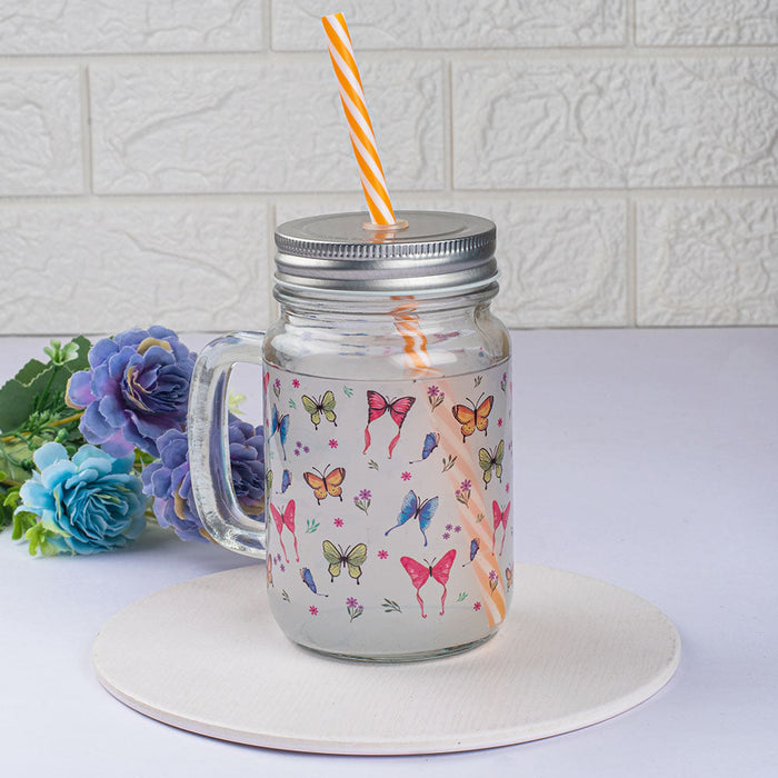 Breathtaking Butterflies Clear Mason Jar