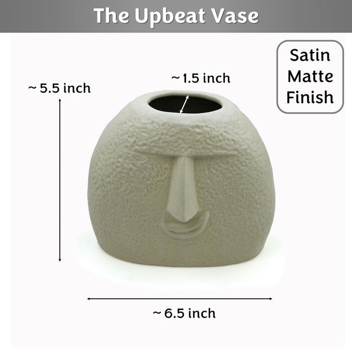 The Upbeat Face Vase 5.5 inches (Ivory, Satin Matte Finish)