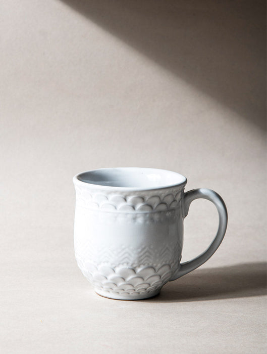 Ceramic Stoneware White Etched Mug