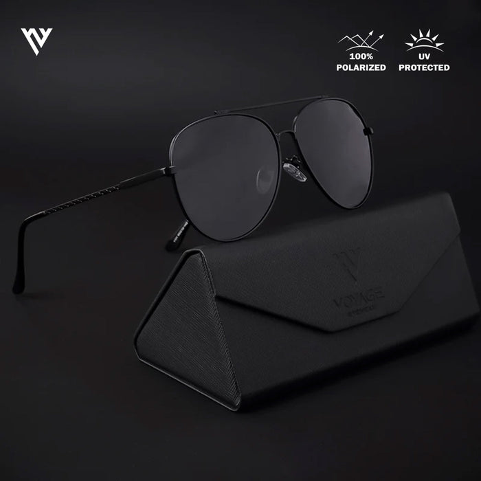 Voyage Exclusive Black Polarized Aviator Sunglasses for Men & Women - PMG4135