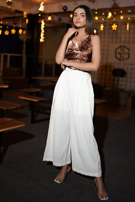 WHITE WIDE LEG PANTS