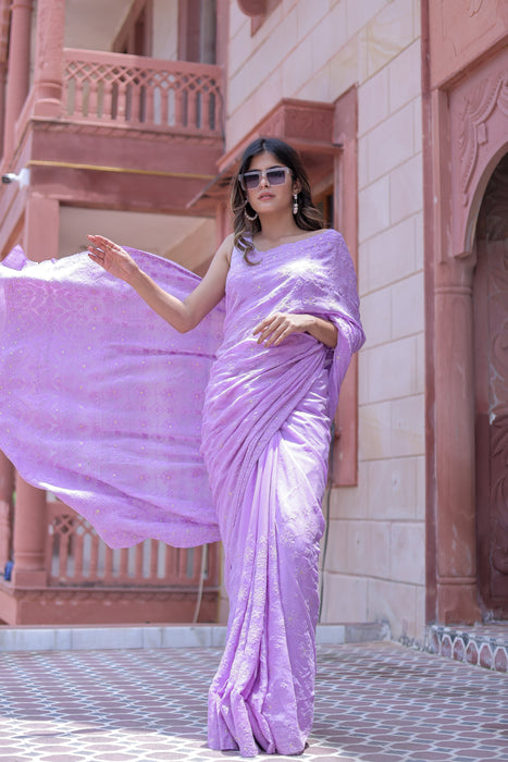 Dreamy Lavendar (Thread work pure georgette saree)