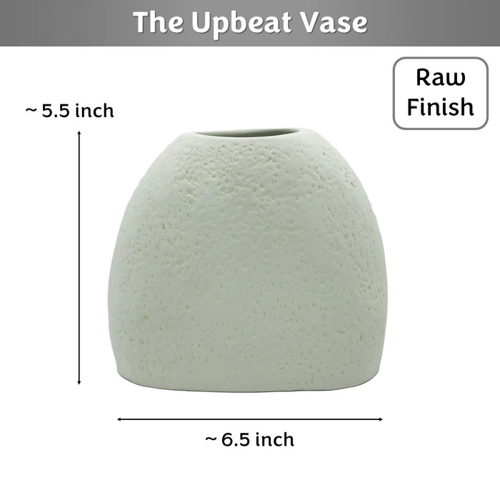 The Upbeat Face Vase 5.5 inches (Ivory, Raw Finish)