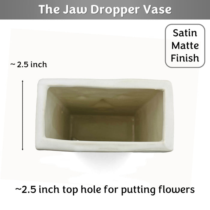 The Jaw Dropper Face Vase 7 inches (Ivory, Satin Matte Finish)