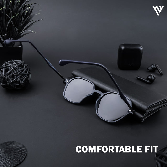 Voyage Exclusive Navy Blue Polarized Round Sunglasses for Men & Women - PMG4496