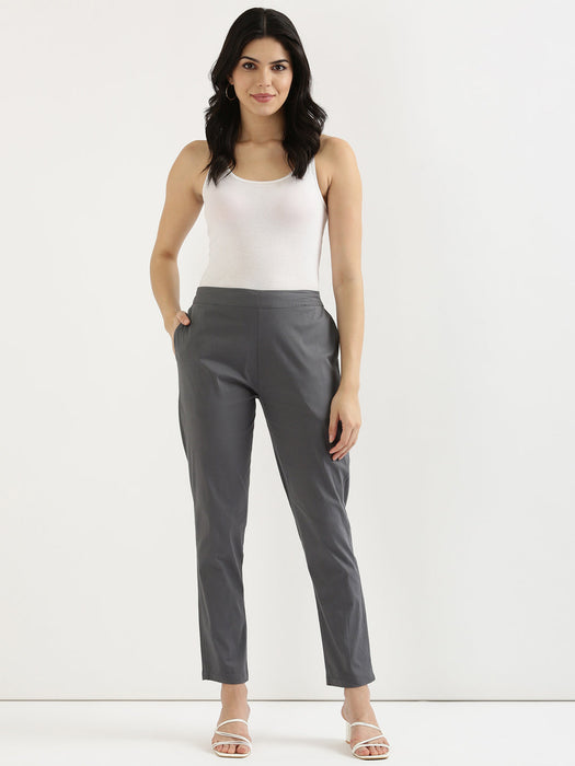 Slate Grey Stretchable Pants For Women-CK-10-GREYPANT