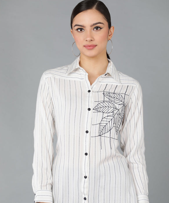 Rayon Solid Embroidered Straight shirt