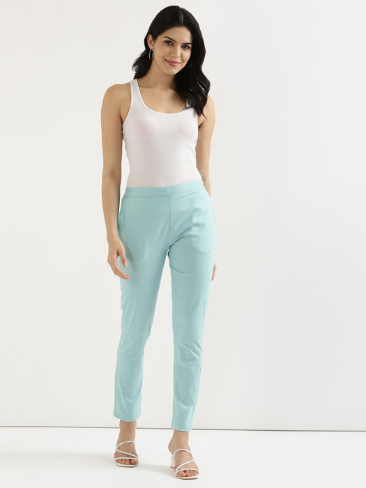 Powder Blue Stretchable Pants For Women-CK-09-TURQUISEPANT