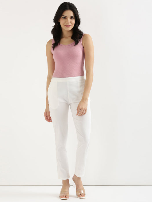 White Stretchable Pants For Women-CK-08-WHITEPANT