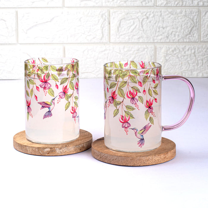 Pink Fuschia Bell Clear mugs - Set of 2 and 4