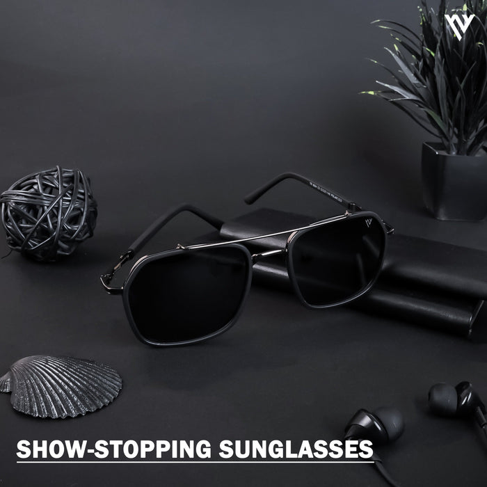 Voyage Exclusive Grey & Black Polarized Wayfarer Sunglasses for Men & Women - PMG4481