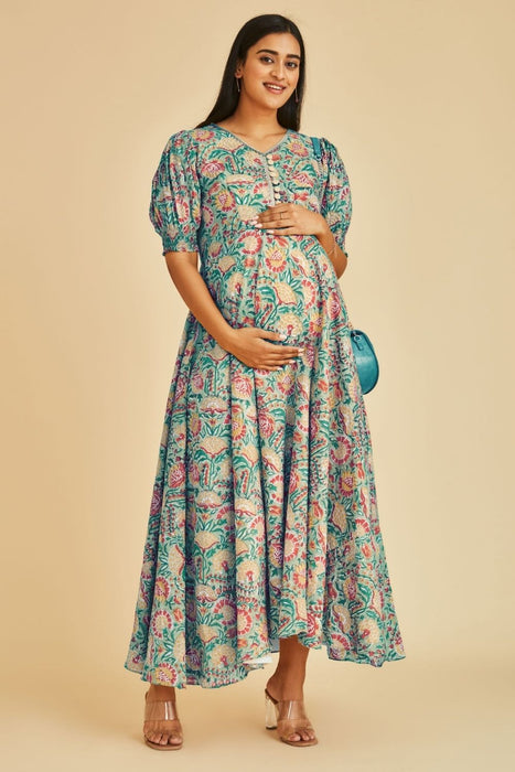 Izna Nursing & Maternity Fit N Flare Maxi Dress