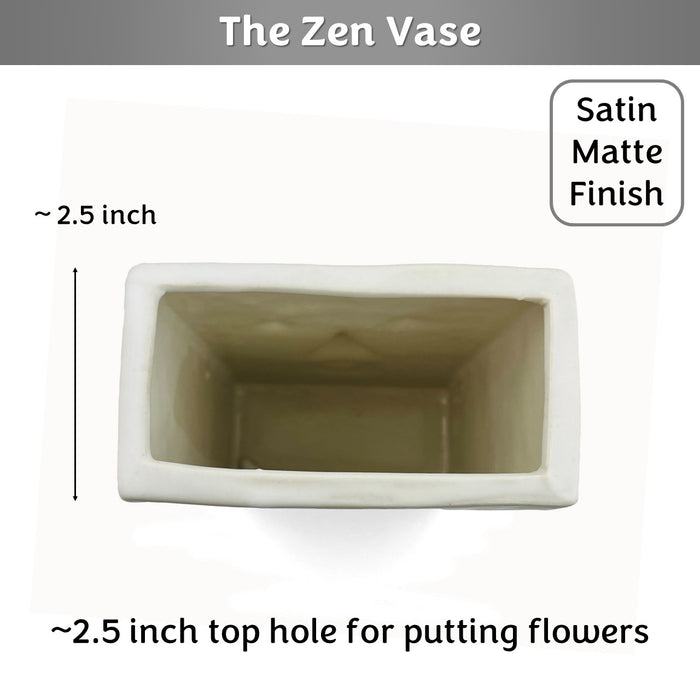 The Zen Face Vase 7 inches (Ivory, Satin Matte Finish)