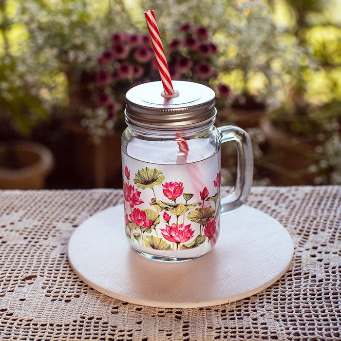 Lotus Field Clear Mason Jar