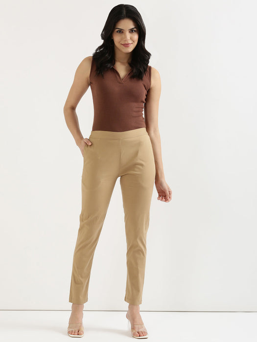 Brown Stretchable Pants For Women-CK-07-BROWNPANT