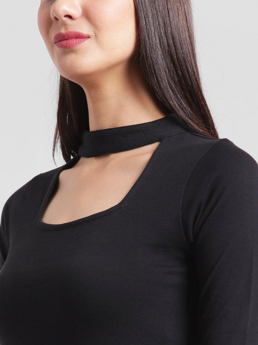 Black Choker Neck Top