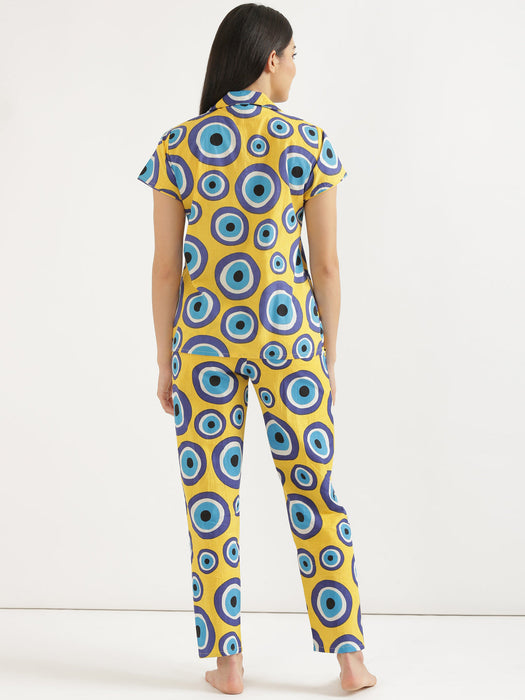 Button Down Yellow Evil Eye Co-ord Set-CK-YELLOWEVILEYE-BD