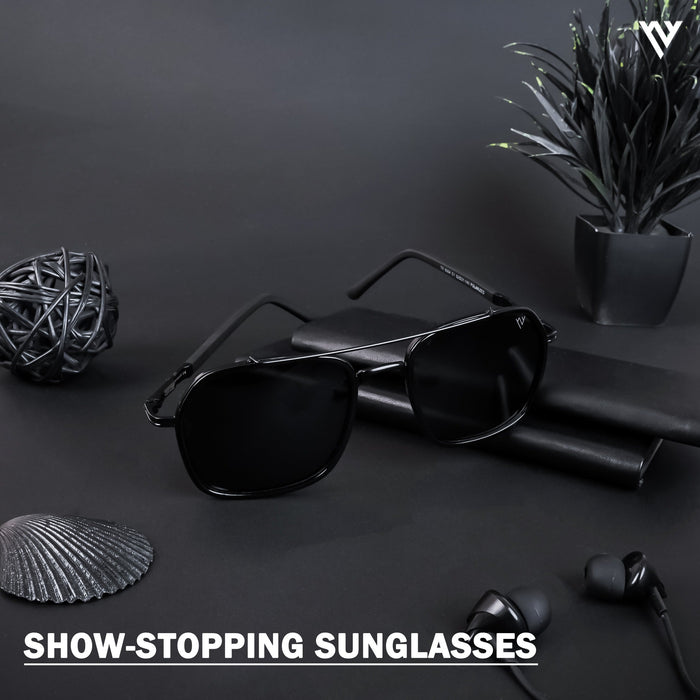 Voyage Exclusive Black Polarized Wayfarer Sunglasses for Men & Women - PMG4479