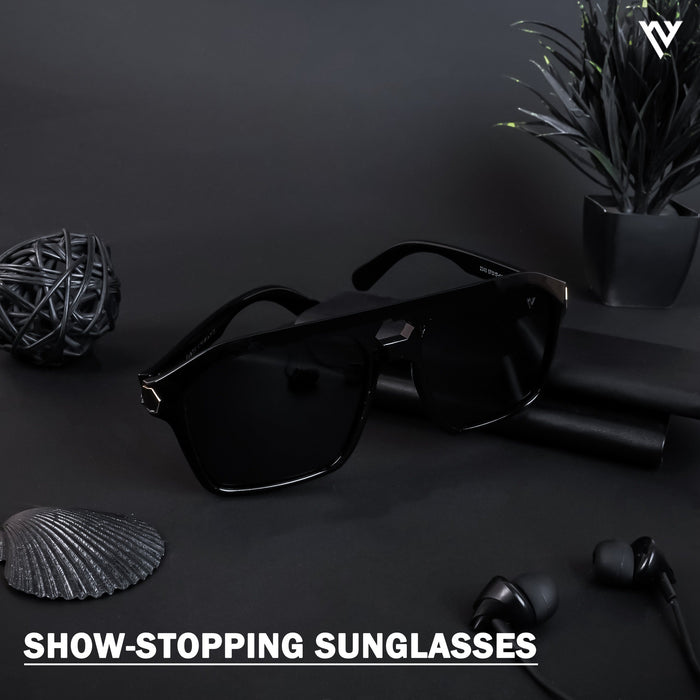 Voyage Exclusive Shine Black Polarized Wayfarer Sunglasses for Men & Women - PMG4346