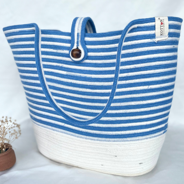 Spiral Tote Bags White & Blue