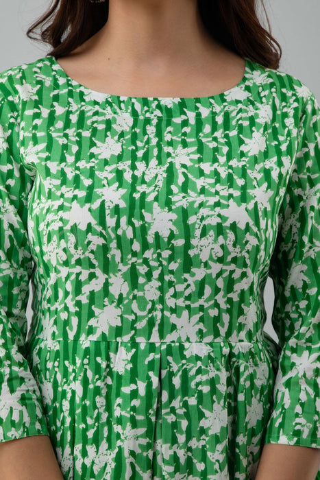 Women's Rayon Printed Hip Length Formal Tops KRT015GREEN