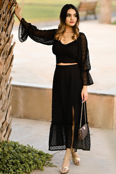 BLACK CURRENT A LINE SLIT SKIRT