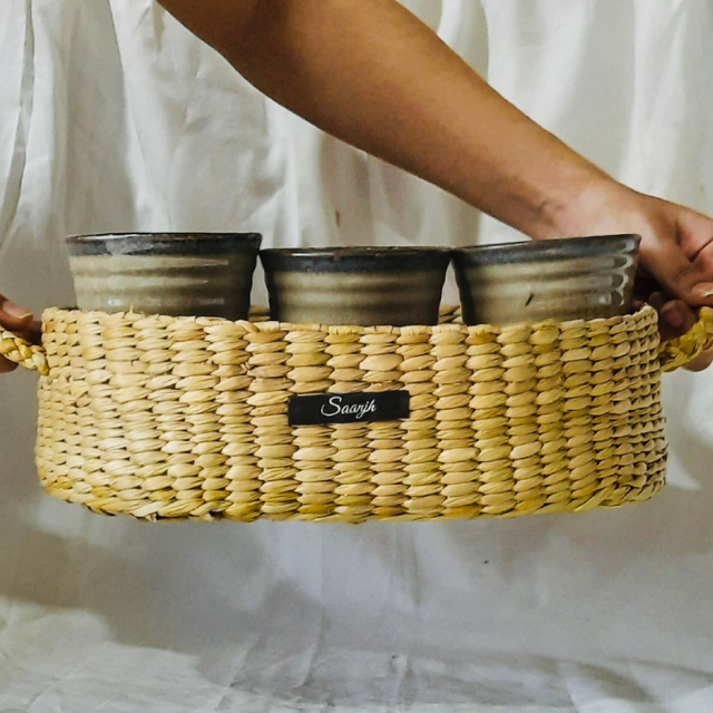 Kauna Straw Handwoven Sturdy Fruit Basket | Bread Basket