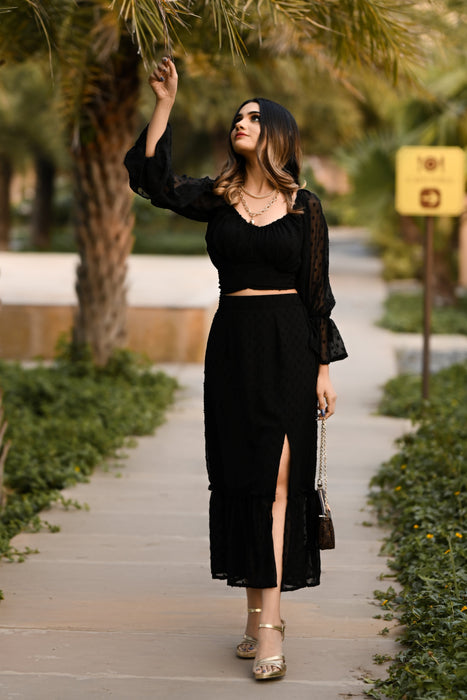 BLACK CURRENT SKIRT TOP CO-ORD SET