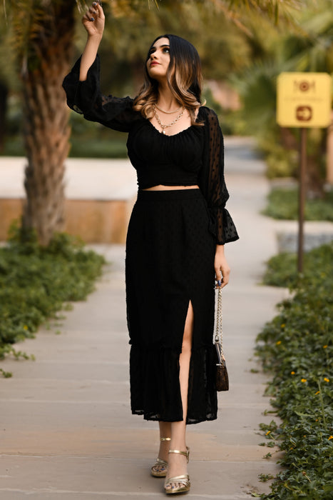 BLACK CURRENT A LINE SLIT SKIRT