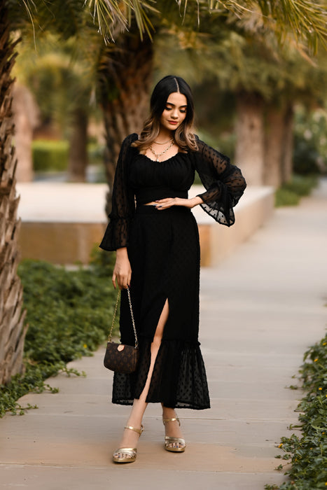 BLACK CURRENT SKIRT TOP CO-ORD SET