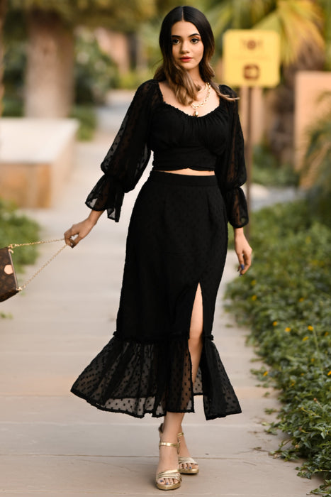 BLACK CURRENT A LINE SLIT SKIRT