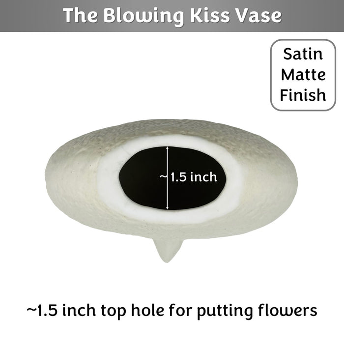 The Blowing Kiss Face Vase 6 inches (Ivory, Satin Matte Finish)