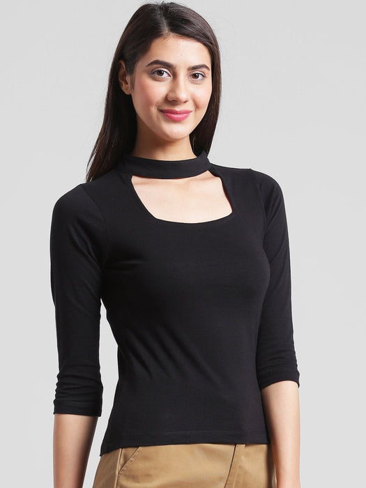 Black Choker Neck Top