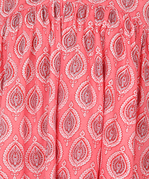 Pink Cotton Printed Top With Trouser