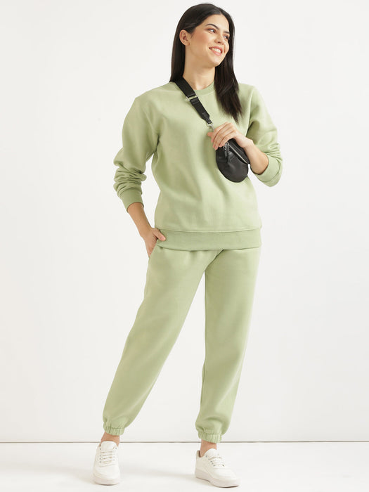 Mint Green Sweatshirt and Pant Co-ord Set For Women-CK-MINTGREENCORDSWEATSET