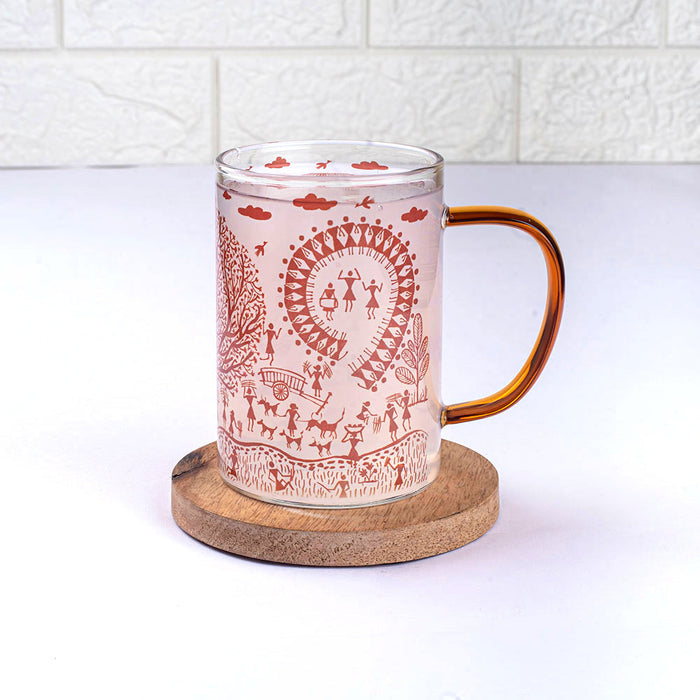 Ethnic Warli Art Clear mugs - Set of 2 and 4