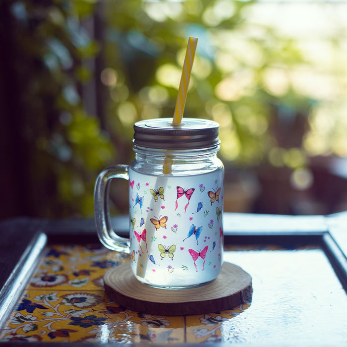 Breathtaking Butterflies Clear Mason Jar