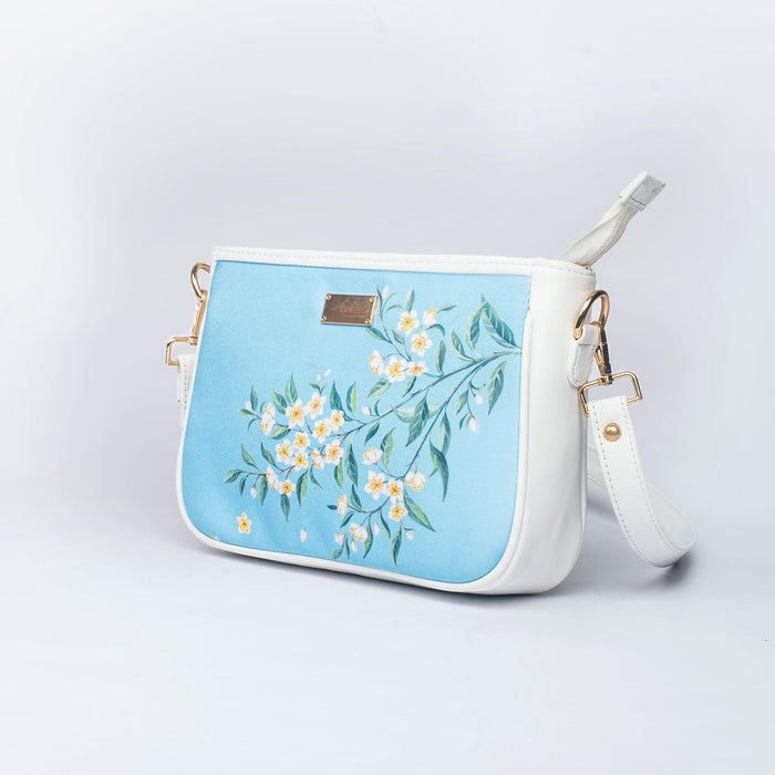 Periwinkle Blue and White Sling bag